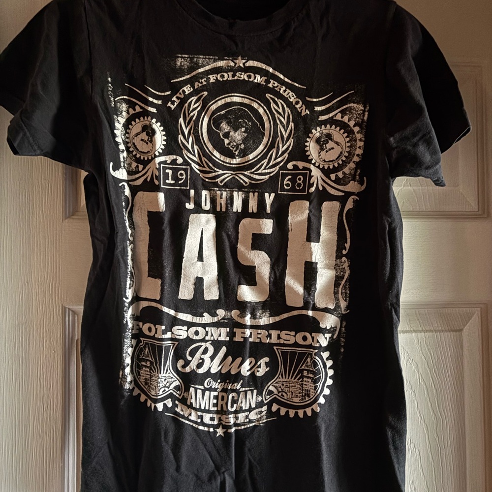 Johnny Cash Graphic Tee in Black with White Print